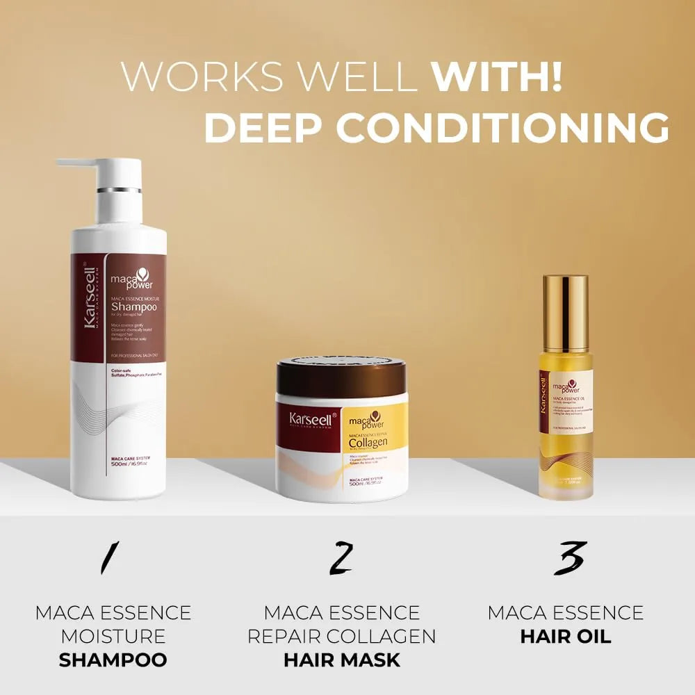 Coffret Karseell Collagène, Shampoing & Huile d’Argan | Réparation & Brillanc