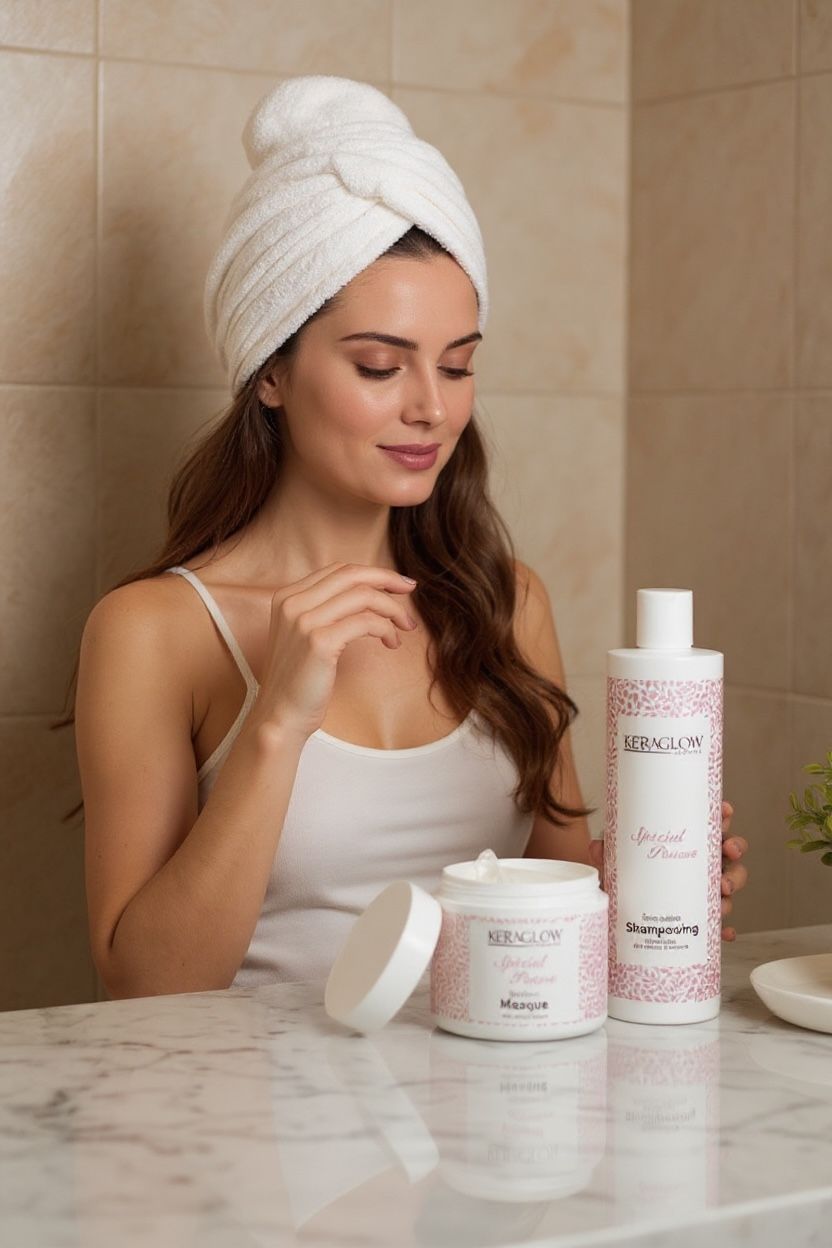 KERAGLOW Shampoing, Masque Spécial Pousse – & Huile Anti-Chute Énergisants sans Sulfate