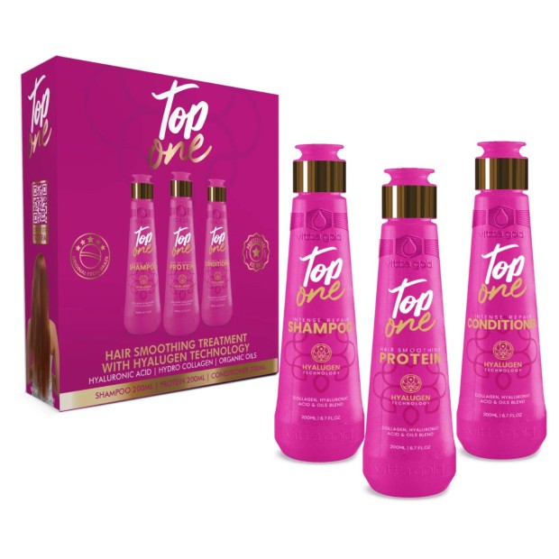 Kit Lissage Brésilien Vitta Gold Top One 3×200ml – Nanotechnologie Sans Formaldéhyde