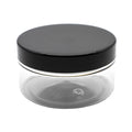 Pots cosmétique , 100ml, PET/PP, 70/400, Fileté, Transparent, Noir, Cylindrique