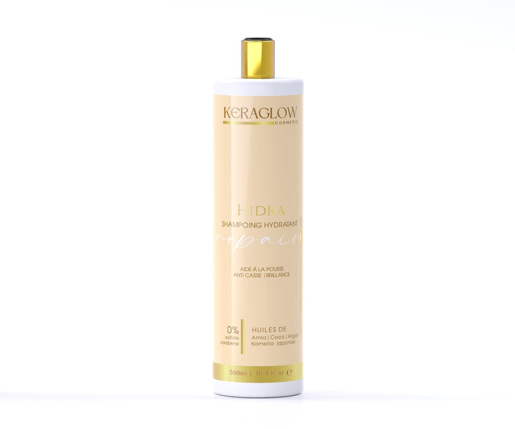 Lot professionnel x6 Hydra Repair sans sulfate : shampoing 500 ml, masque 500 ml et sérum 100 ml. Enrichi en huiles d’Amla, Coco, Argan et Kamelia. Idéal entretien lissage et cheveux secs.">